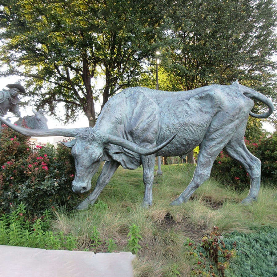 Lifelike Outdoor Bronze Longhorn Sculpture BOK1-489 - Bronze Bull Sculpture - 3