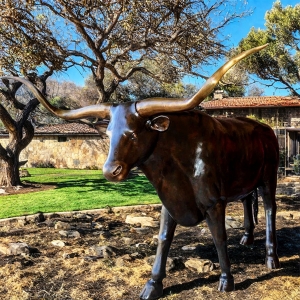 Lifelike Outdoor Bronze Longhorn Sculpture BOK1-489