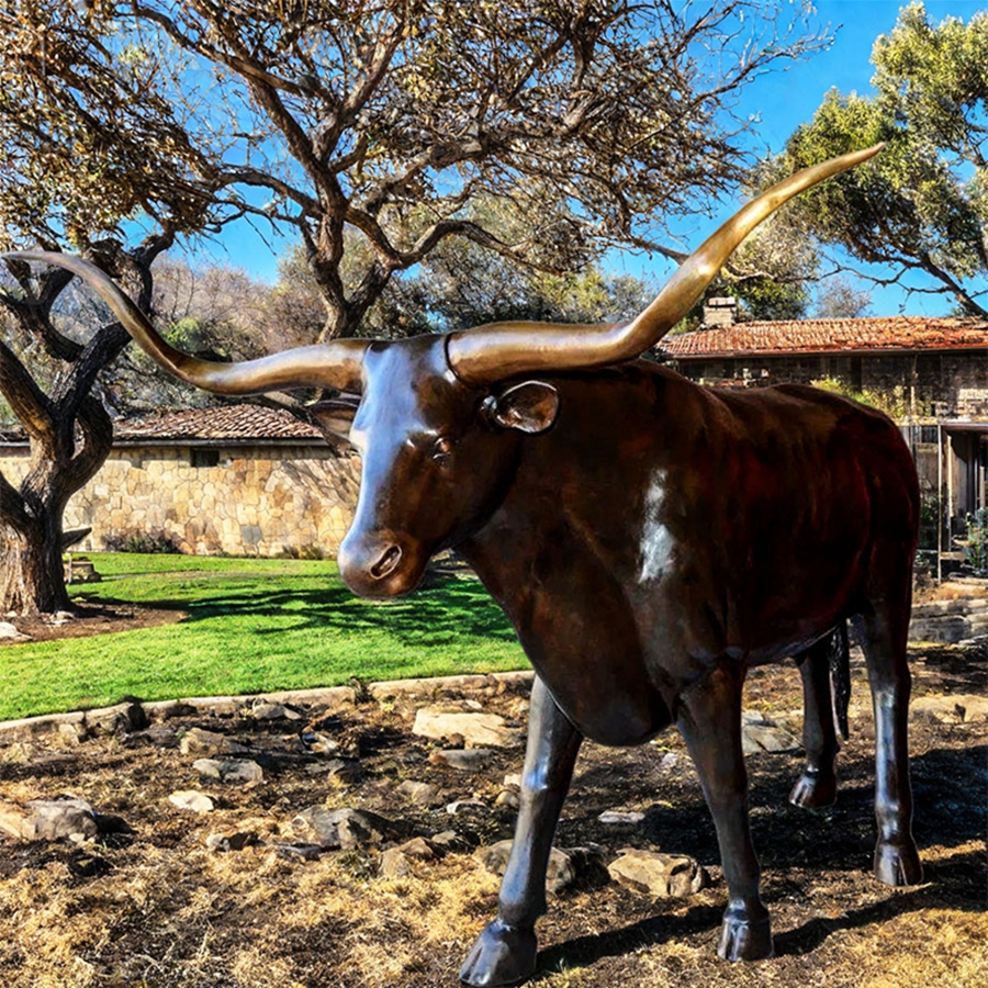 Lifelike Outdoor Bronze Longhorn Sculpture BOK1-489 - Bronze Bull Sculpture - 5