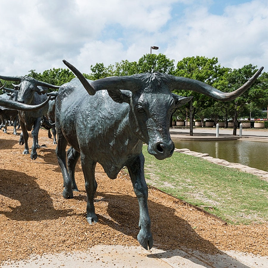 Lifelike Outdoor Bronze Longhorn Sculpture BOK1-489 - Bronze Bull Sculpture - 2