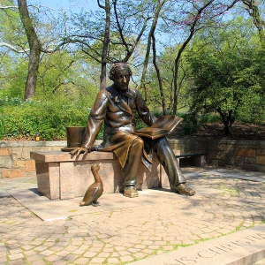 Sitting Bronze Andersen Statue with Duck