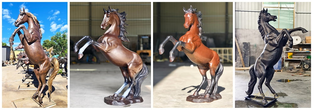 Various Bronze Patina Rearing Horse Sculpture Custom Color