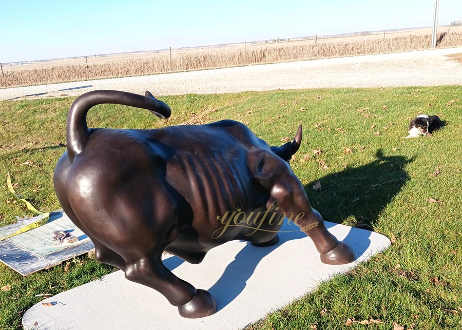 Large Bronze Wall Street Bull Statue for Sale BOKK-529 - Charging Bull Statue - 4
