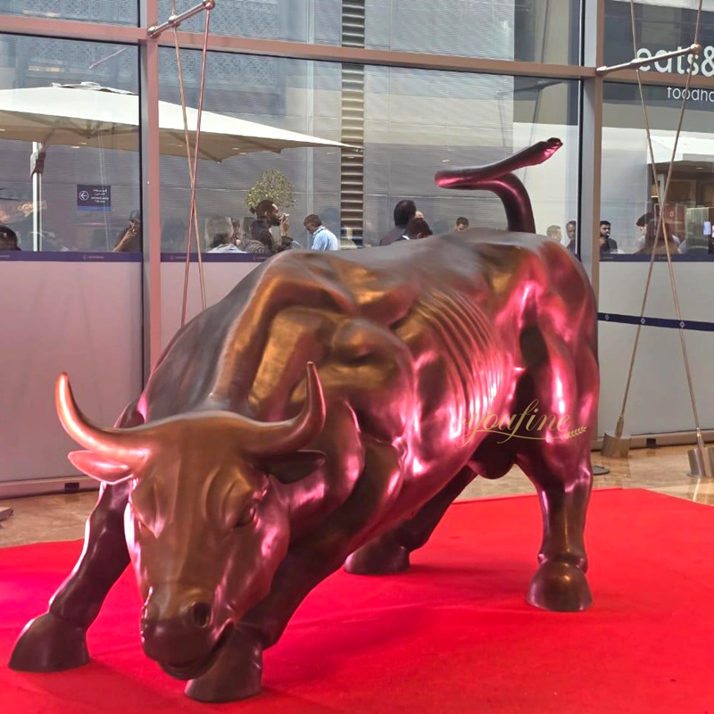 The Definitive Guide to the Iconic Wall Street Charging Bull Sculpture - Blog - 6 large company lobby bull statue