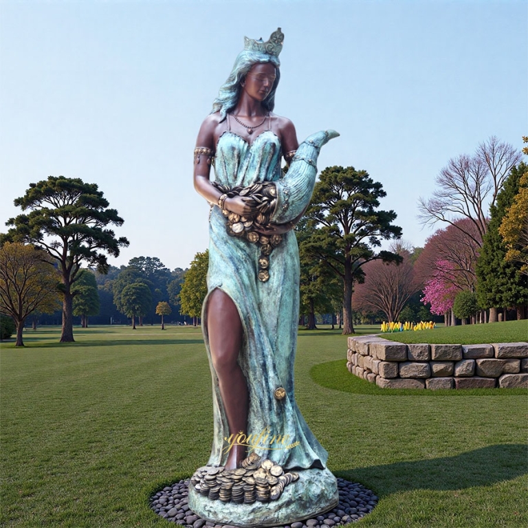 large Fortuna Bronze Goddess Statue