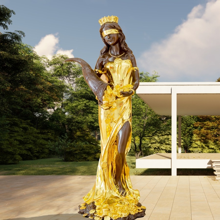 Goddess of fortune bronze statue