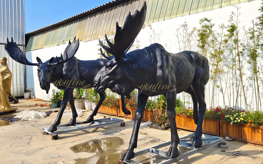 Bronze Moose Garden Statue