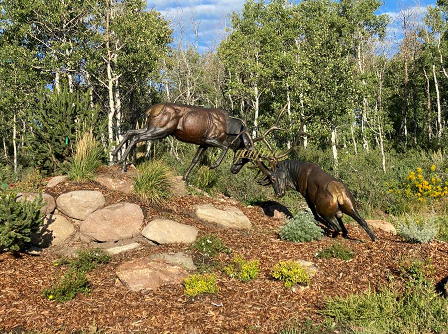 feedback Two fighting elk sculptures