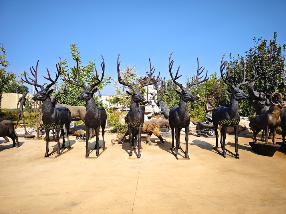 How to Choose a Reliable Bronze Deer Statue Supplier? - Blog - 15 A group of standing deer sculptures