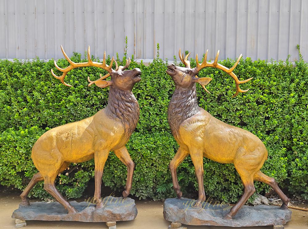 The Ultimate Guide to Bronze Deer, Stag, Elk, and Moose Sculptures in Western Art and Landscape - Blog - 27 Bronze fighting Deer statue