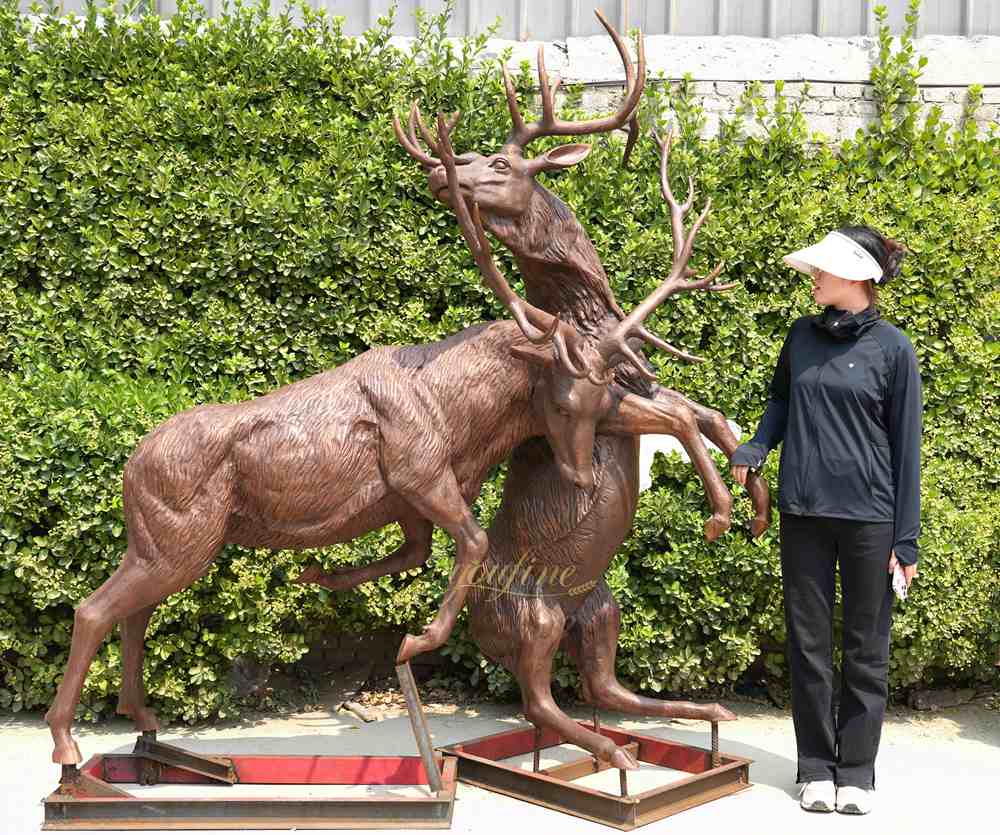 How to Choose the Right Deer Statue for Outdoor Decoration - Blog - 2 two Bronze fighting Deer