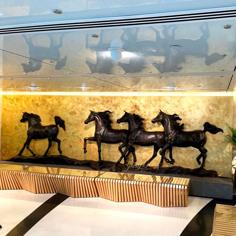 Dubai Gold Frame Arabian Horse Bronze Sculpture