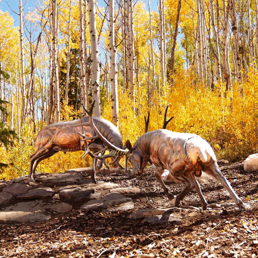The Ultimate Guide to Bronze Deer, Stag, Elk, and Moose Sculptures in Western Art and Landscape - Blog - 18 Hunting Ground bronze Fighting Elk Statue