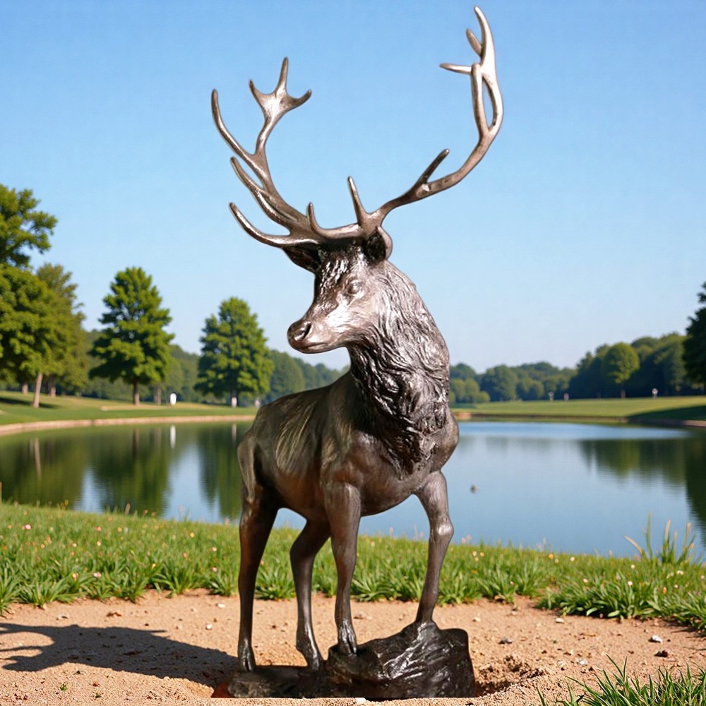 Large Bronze Highland Stag Sculpture BAN-593 - Bronze Deer Sculpture - 1 wildlife Highland Stag Sculpture