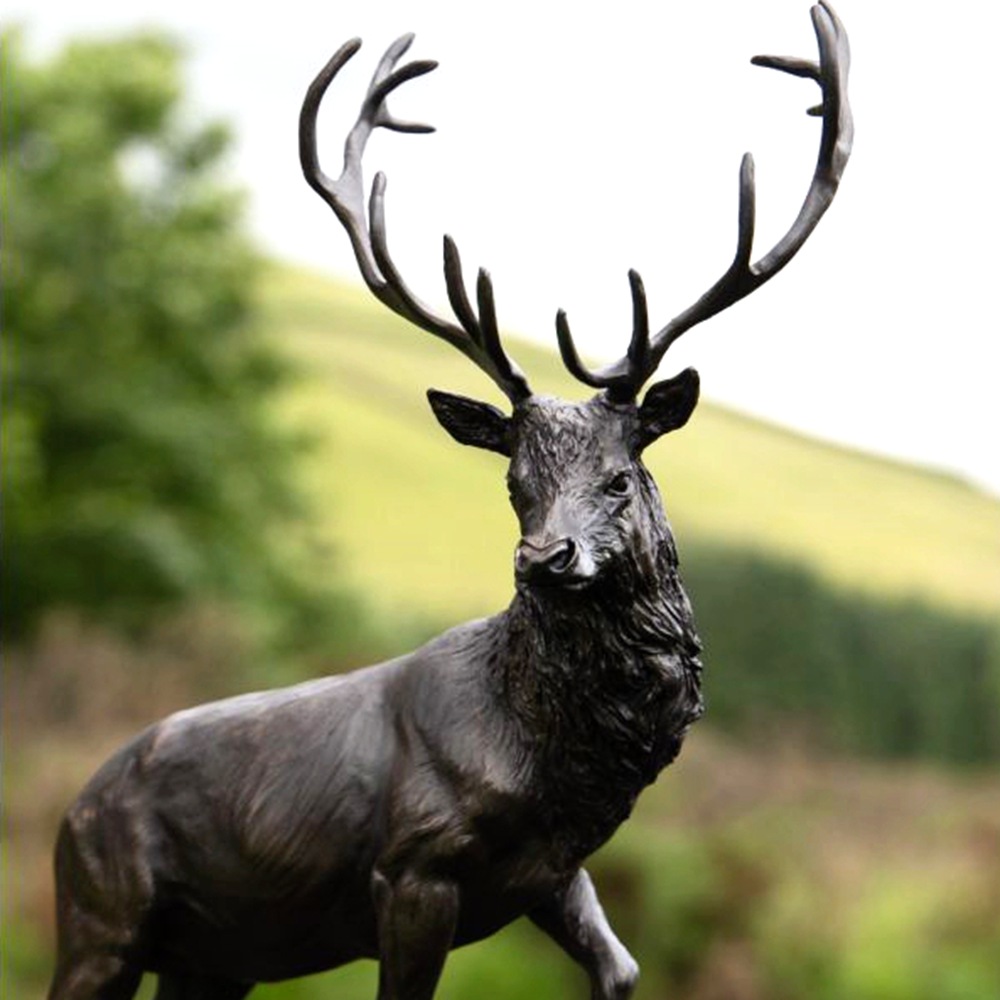 Large Bronze Highland Stag Sculpture BAN-593 - Bronze Deer Sculpture - 5 wildlife Highland Stag statue