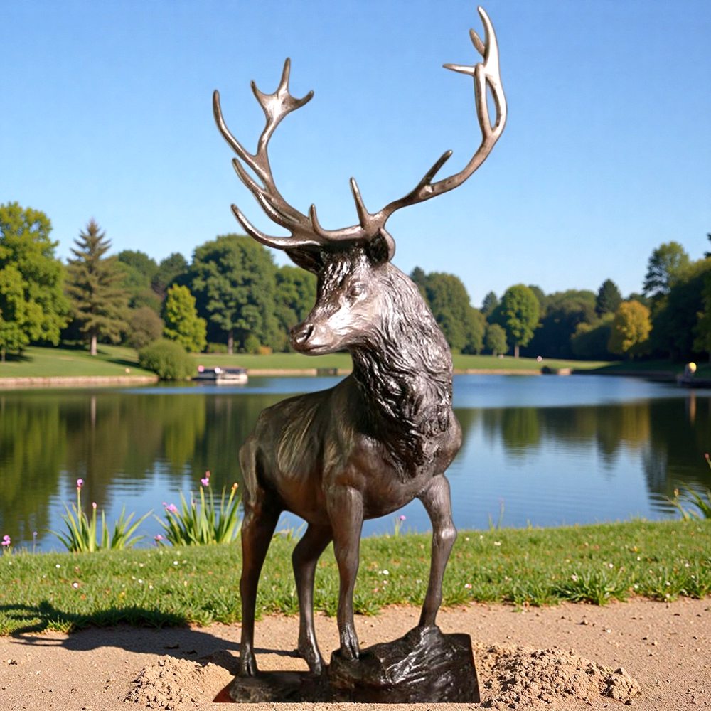 Large Bronze Highland Stag Sculpture BAN-593 - Bronze Deer Sculpture - 3 wildlife Large Bronze Highland Stag statue