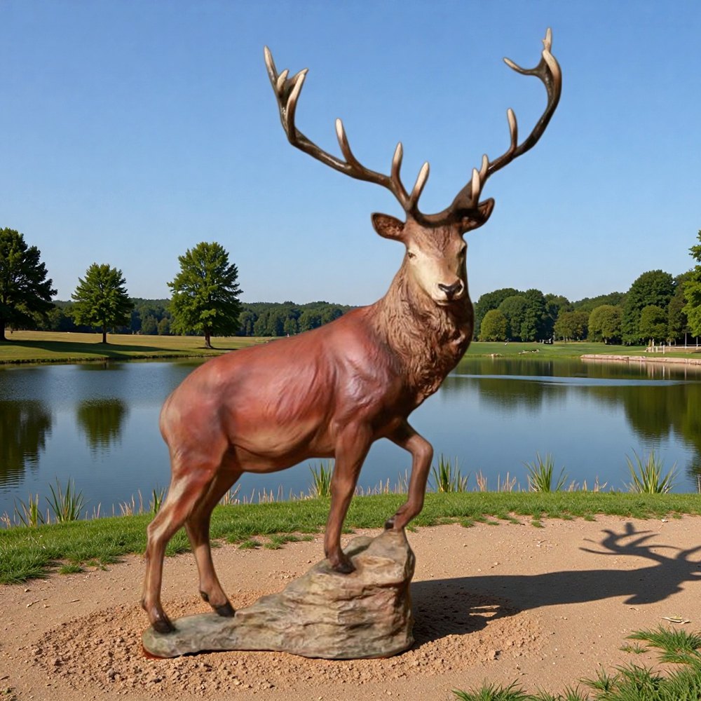 Large Bronze Highland Stag Sculpture BAN-593 - Bronze Deer Sculpture - 2 wildlife Lord of the Valley Highland Stag Sculpture