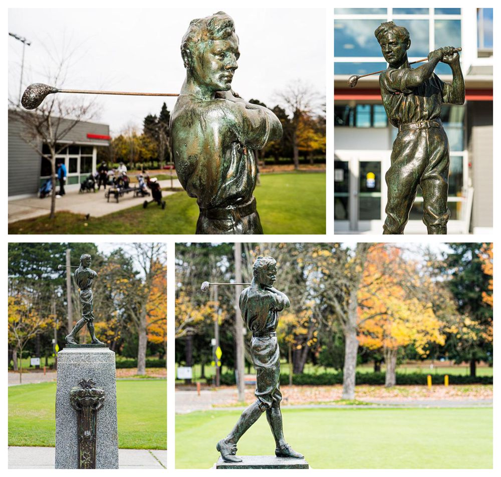 lifesize Sherwood Gillespy golfer statue