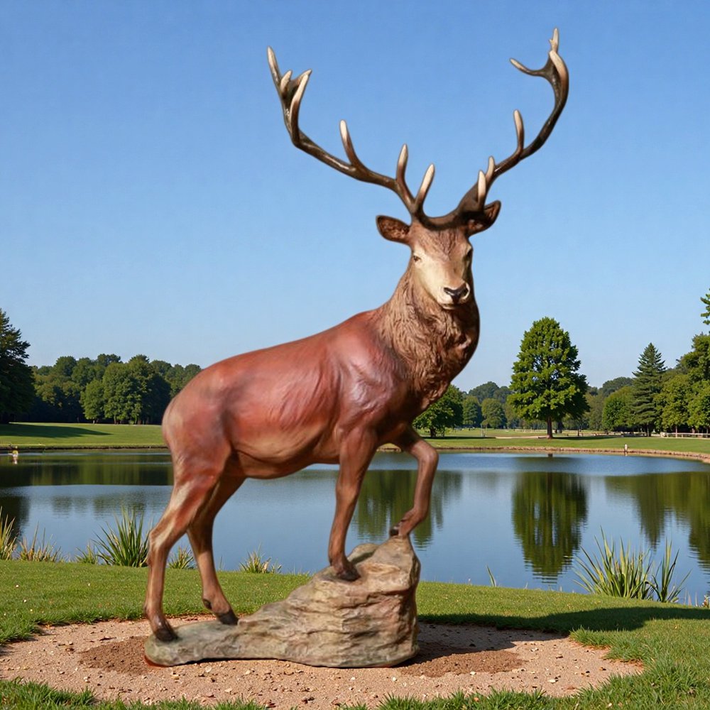 Large Bronze Highland Stag Sculpture BAN-593 - Bronze Deer Sculpture - 7 wildlife Valley Highland Stag Sculpture
