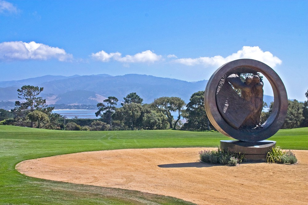 bronze abstract large courses golf statue