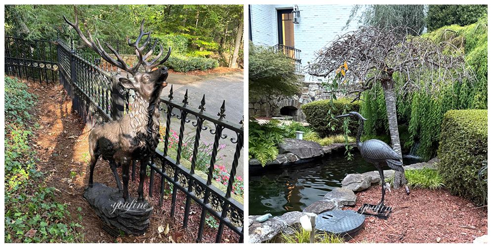 Which Animal Statue is Good for Home? - Blog - 7 Bronze Deer and Crane Sculptures Behind the House