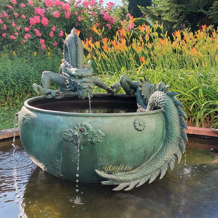 dragon sculpted fountain