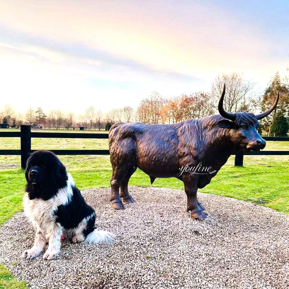 Which Animal Statue is Good for Home? - Blog - 4 Bronze highland cattle Sculpture on the Farm