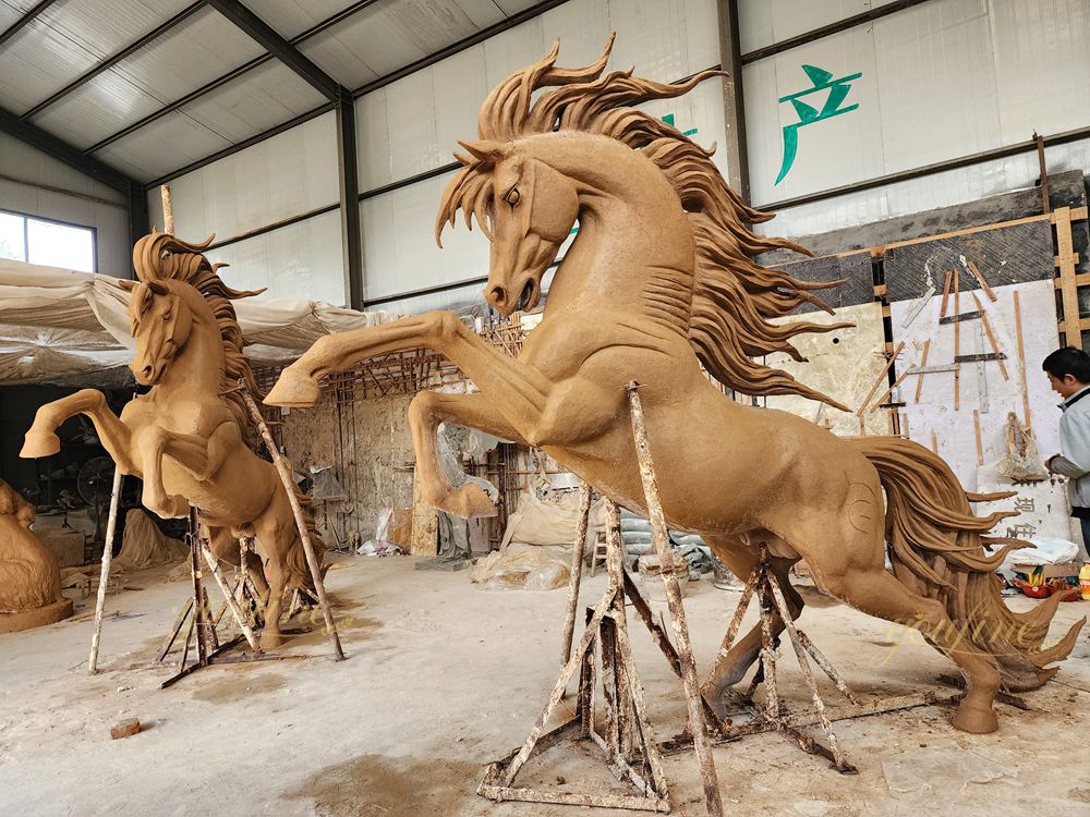 How Are Bronze Statues Made? - Blog - 5 Horse statue Clay Model with Upturned Hooves