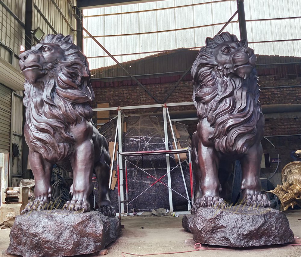 where to put lion statues Majestic Large-scale Sculpture of a Standing Lion