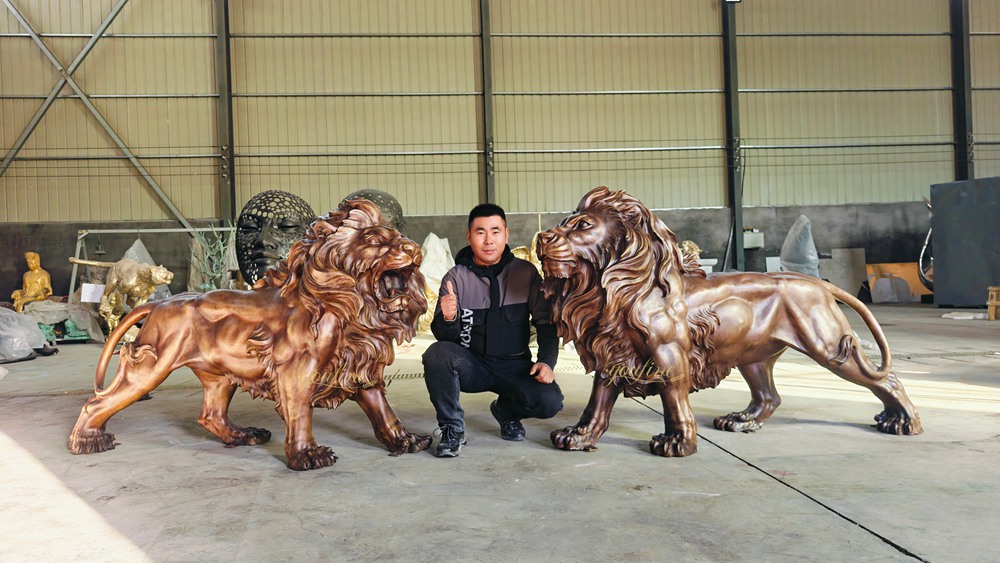 What does the Bronze Lion Mean? - Blog - 2 Majestic Sculptures of Two Pairs of Walking Lions