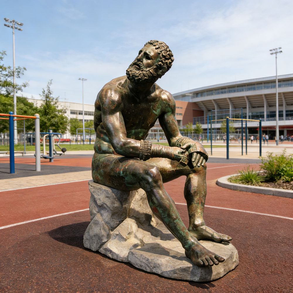 The Boxer at Rest -- Roman bronze sculpture