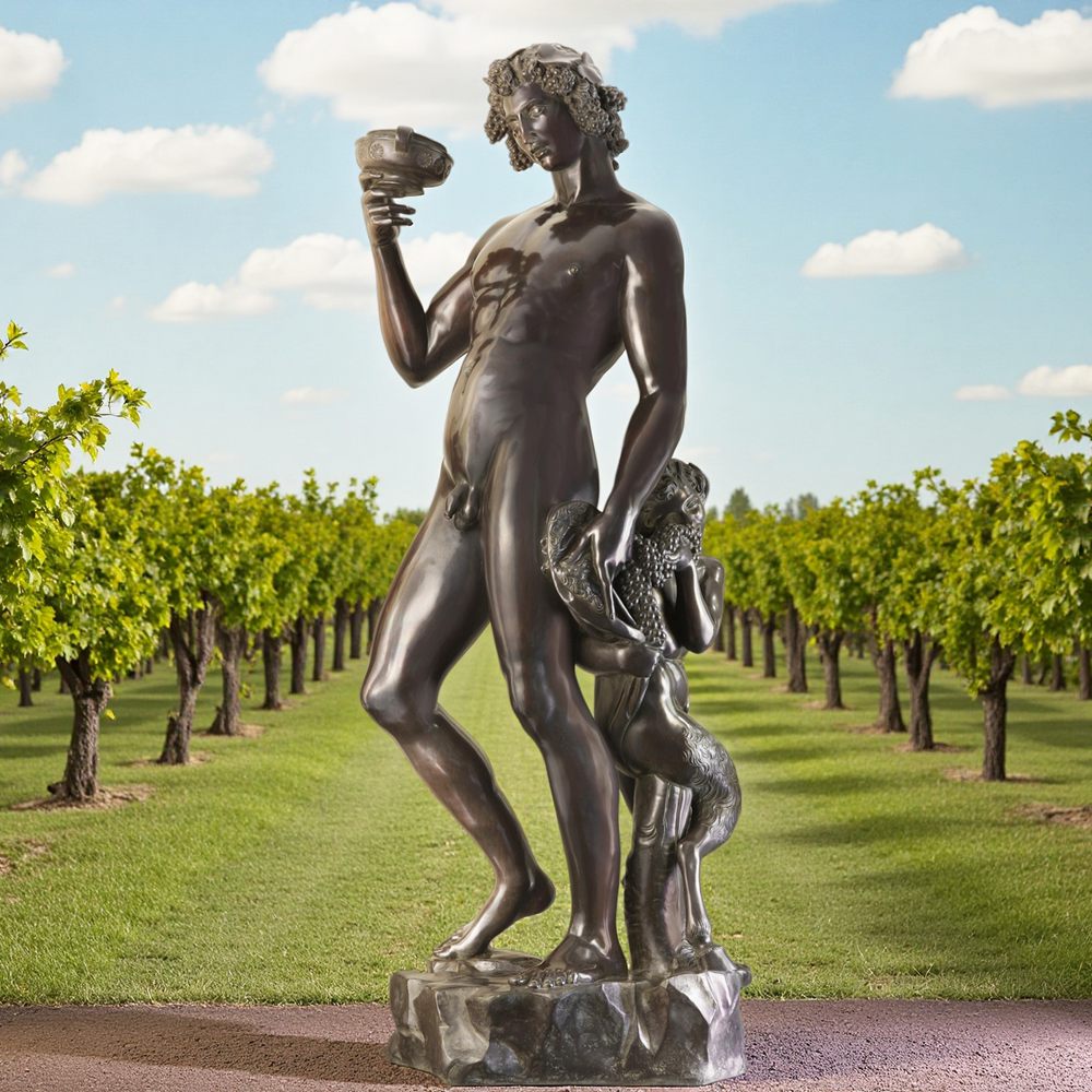 Bronze Bacchus Statue -- God of Wine