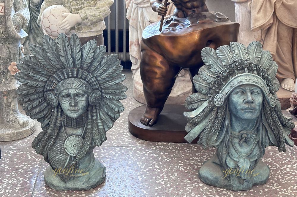 Do Bronze Statues Turn Green? - Blog - 5 bronze Egyptian head sculpture with green patina