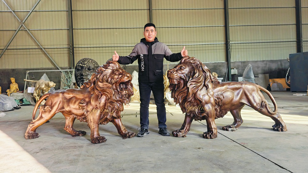bronze lion statue meaning Majestic bronze Sculptures of Two Pairs of Walking Lions
