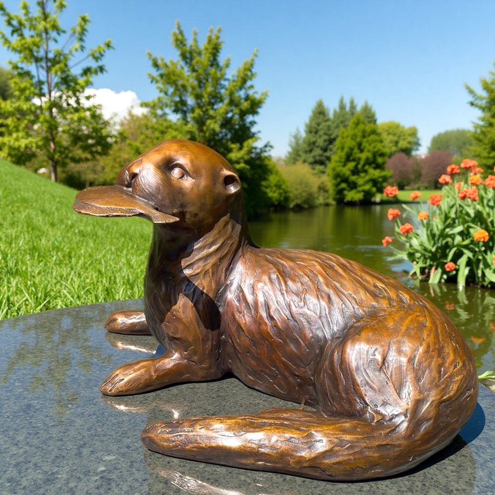 wildlife Bronze Statue Sea Otter with Sole