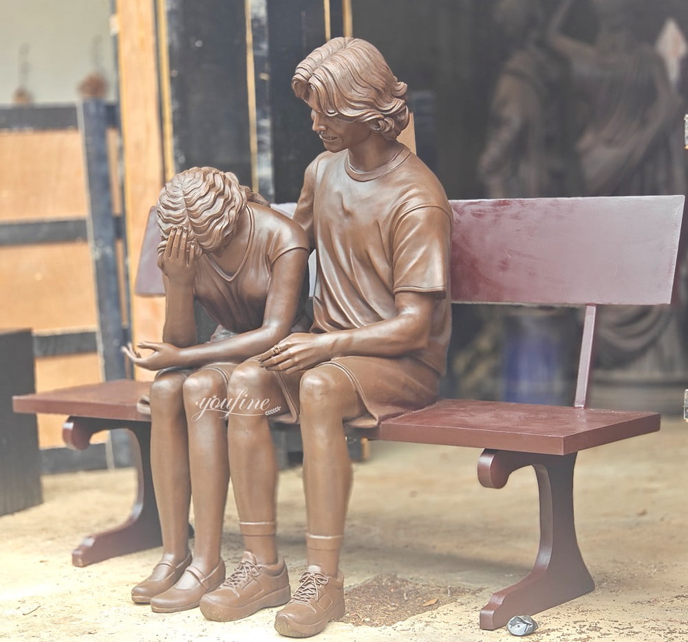 The patinated bronze figure sculpture