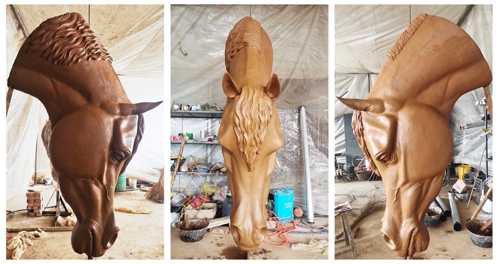 large Horse Head Statue clay model