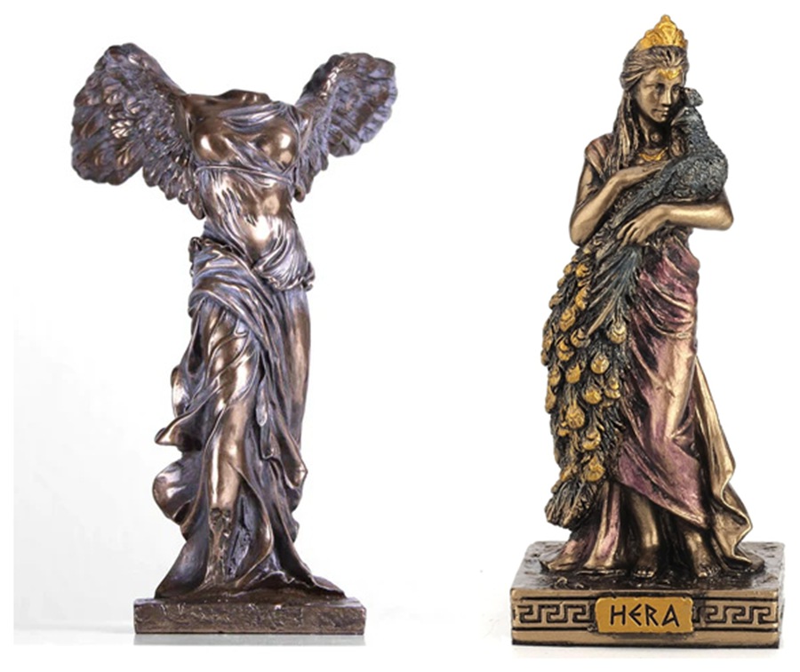 Cold-Cast Bronze Resin Sculptures of the Goddess of Victory and Hera