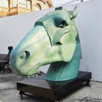 Finished Patina Green Bronze Horse Head Sculpture