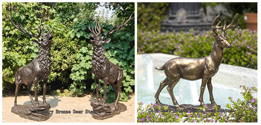 Foundry Bronze Deer Statue and Cold Cast Bronze Resin Deer Statue