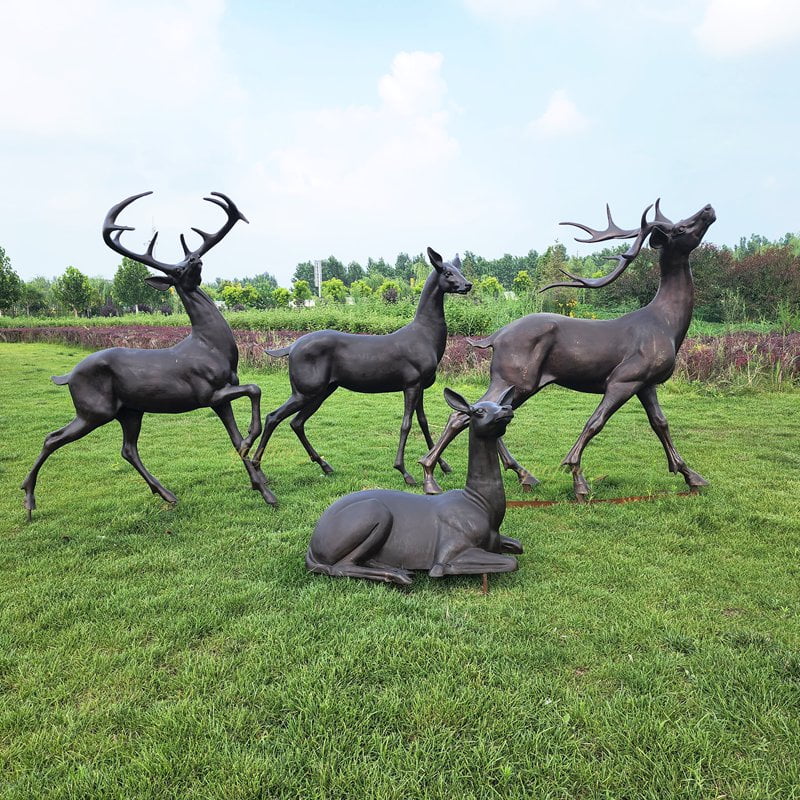 Wildlife Group bronze Stag Statues for Garden