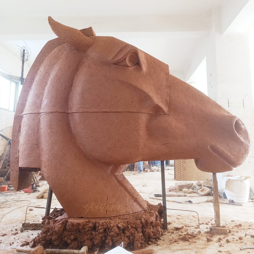 Raw Clay Model for Large Outdoor Horse Head Bust