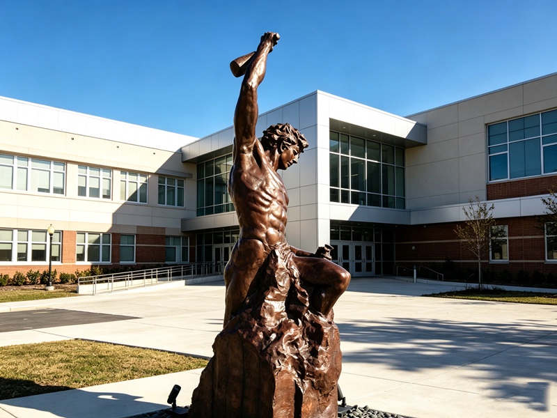 Self Made Man bronze statue -- a man pulling himself up from the ground, symbolizing ambition and perseverance