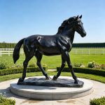 Standing Black Horse Statue for Stud Farm