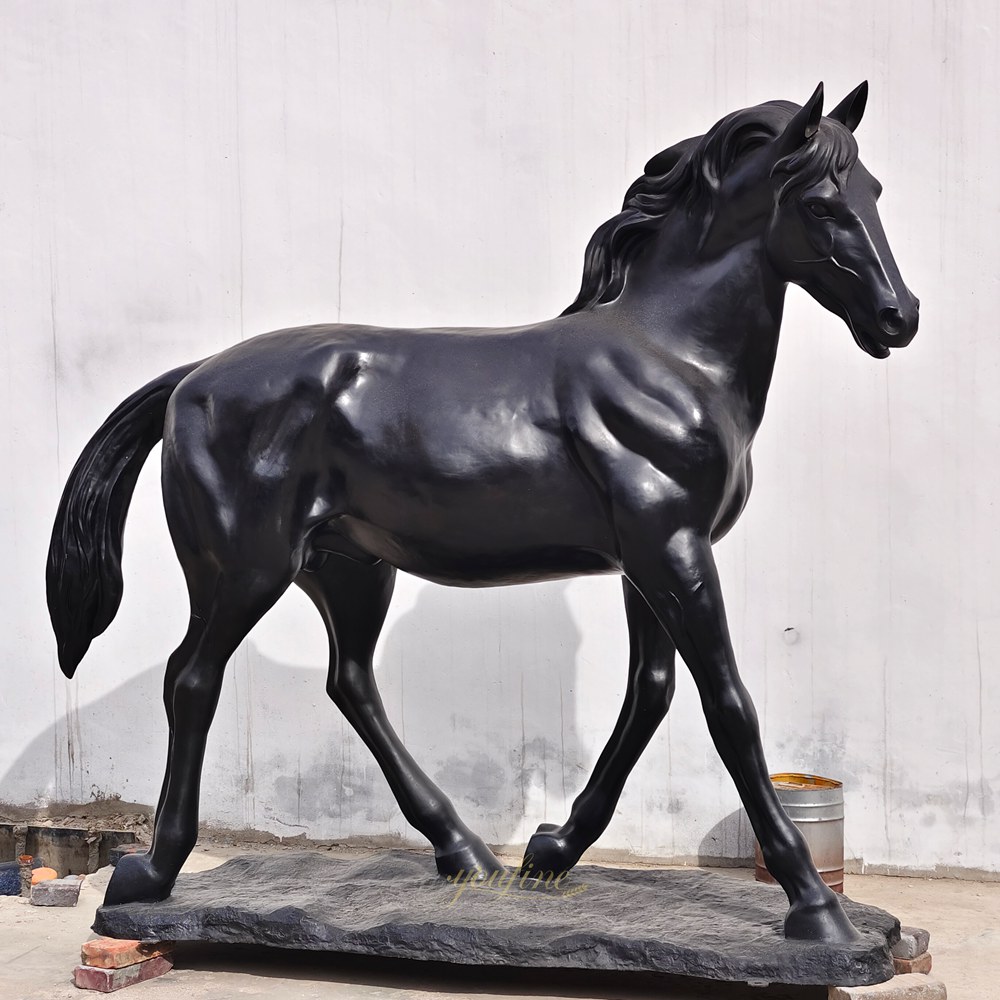 Standing Black Horse Statue in our factory