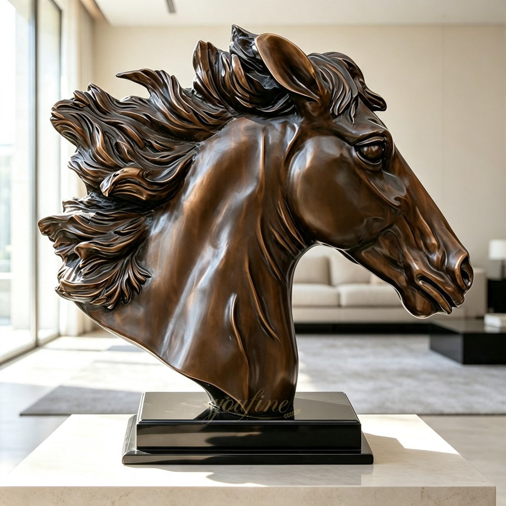 bronze Horse Head Bust Statue for home decor