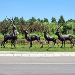 Wildlife large family bronze Stag Statues for Garden