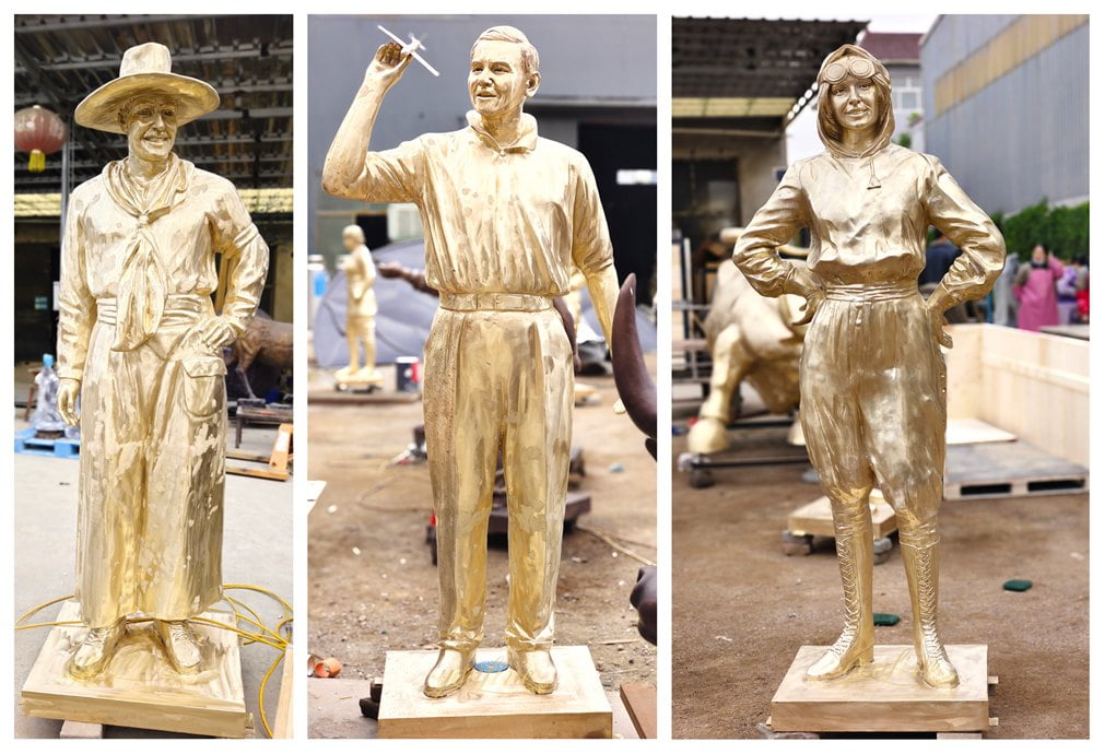 Lifesize Custom Bronze Aviation Statues Before Patination in our Foundry