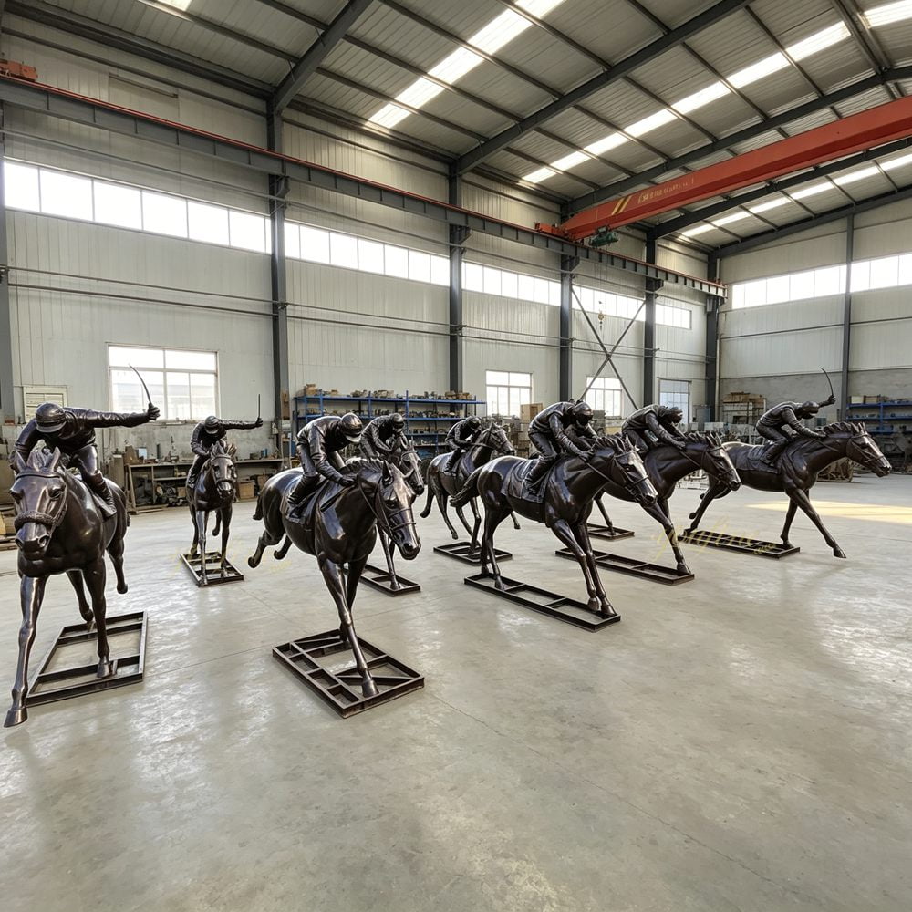 Large-scale bronze horse sculptures in YouFine factory during assembly and quality inspection