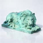 blue Sleeping Lion Sculpture